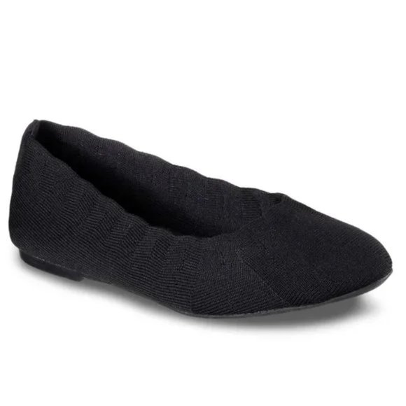 Skechers Shoes - Skechers Cleo Bewitch Classic Solid Black Knit Slip On Ballet Flats Shoes 7.5